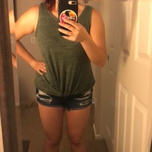 Army Green Twist-tie Tank Top